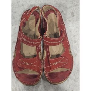 Lasocki women’s leather sandals Red Strap Comfort 38 US Sz 7.5